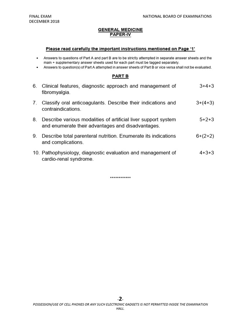 General Medicine Exam Instructions 2018 | PDF