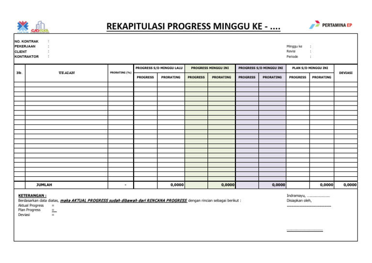 Rekapitulasi Progress Mingguan Proyek | PDF