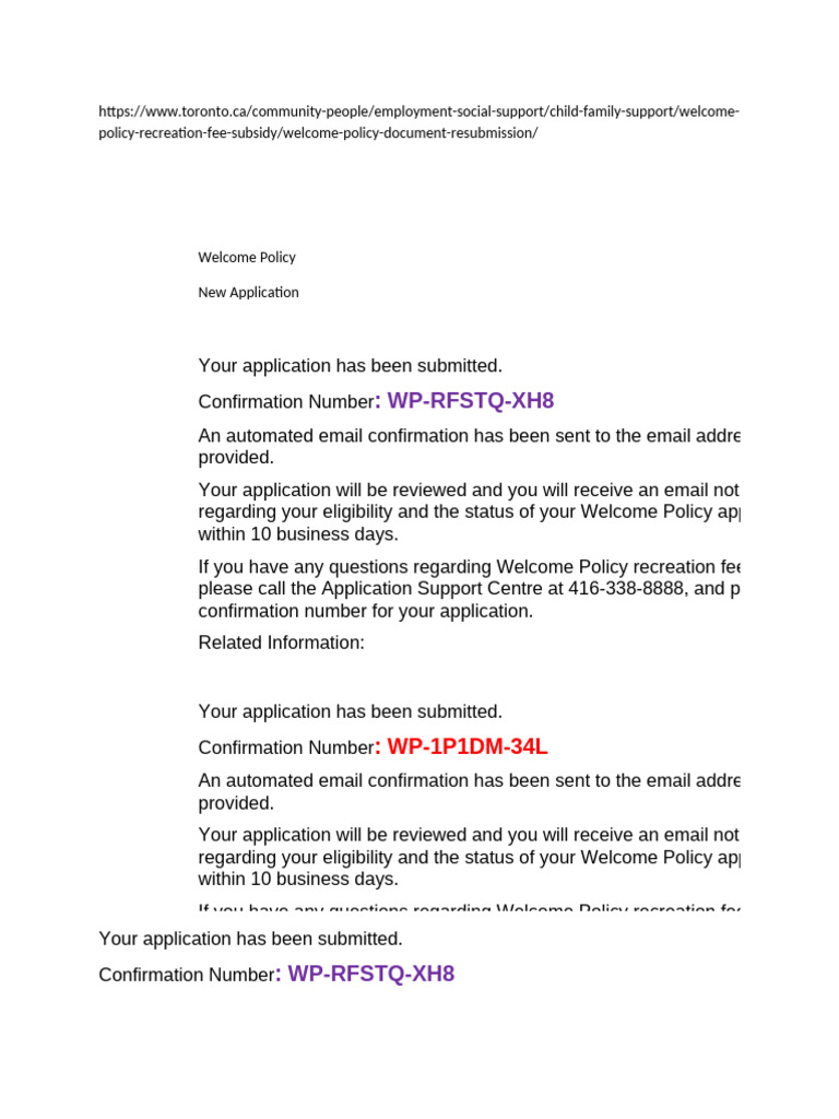 Welcome Policy Application Confirmation | PDF