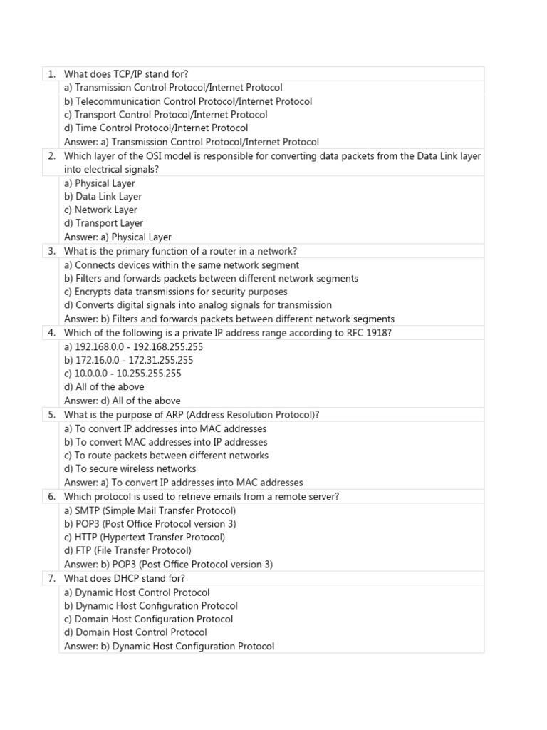7-3-24 Networking Set1set 1 | PDF | Internet Protocol Suite | Computer ...