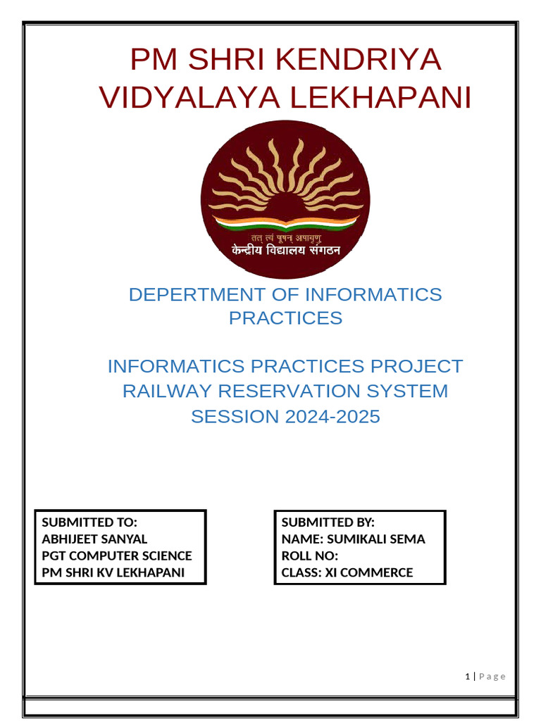 Railway Reservation System Project | PDF | User (Computing) | Computing