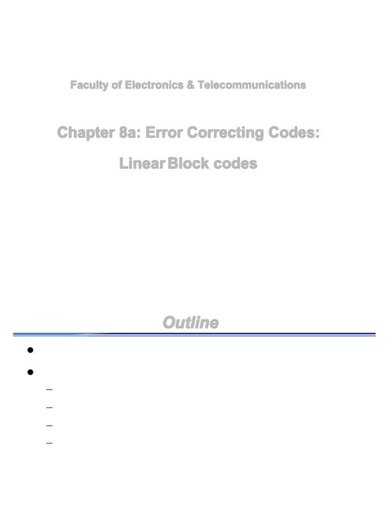 Error Correcting Codes Overview | PDF | Error Detection And Correction ...