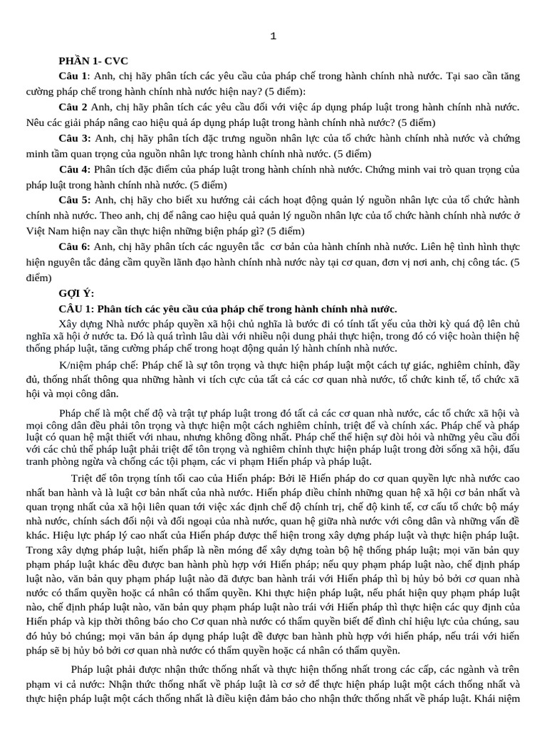 Cau Hoi On Thi Phan 1 | PDF