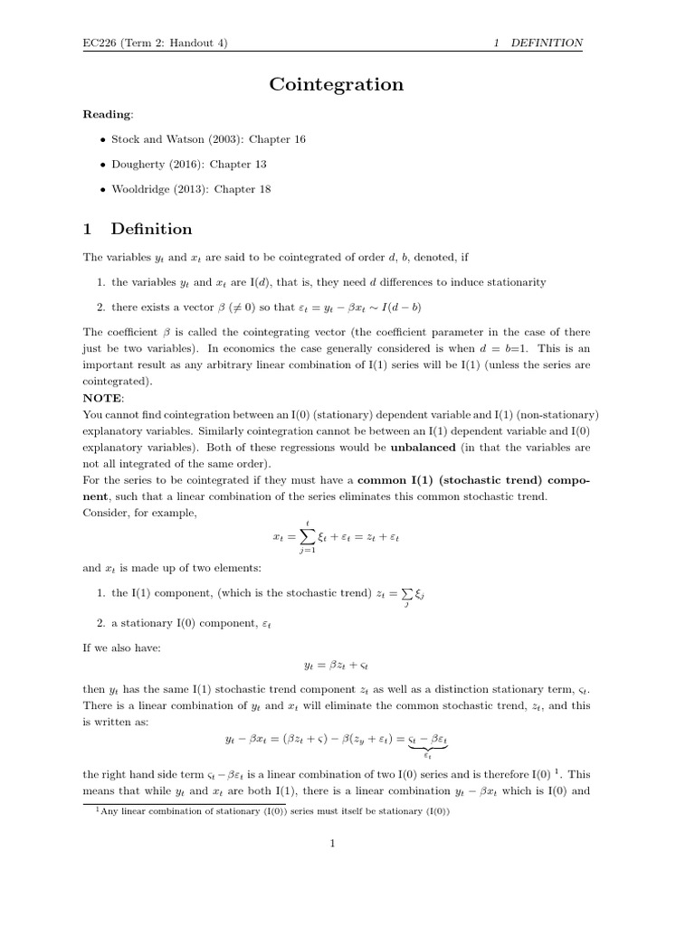 Understanding Cointegration in Economics | PDF | Ordinary Least Squares ...