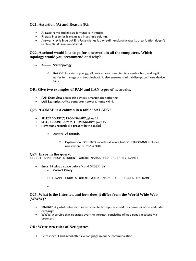 Q21 | PDF | Computer Network | Network Switch