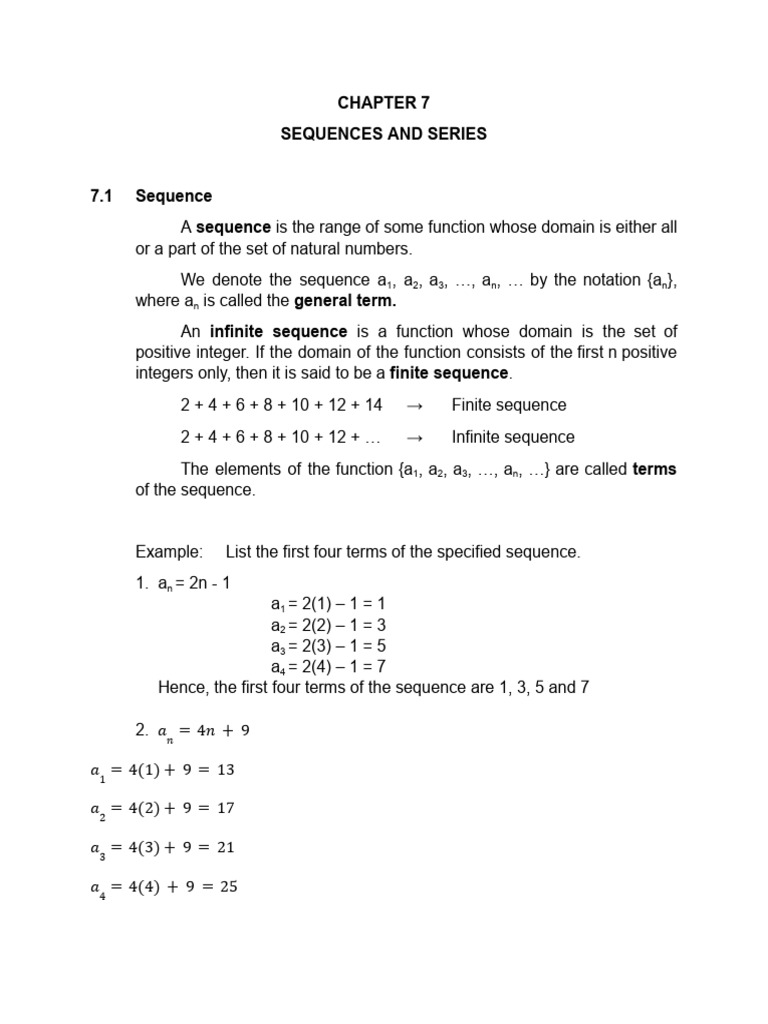 Chapter 7 Sequences and Series | PDF | Sequence | Function (Mathematics)