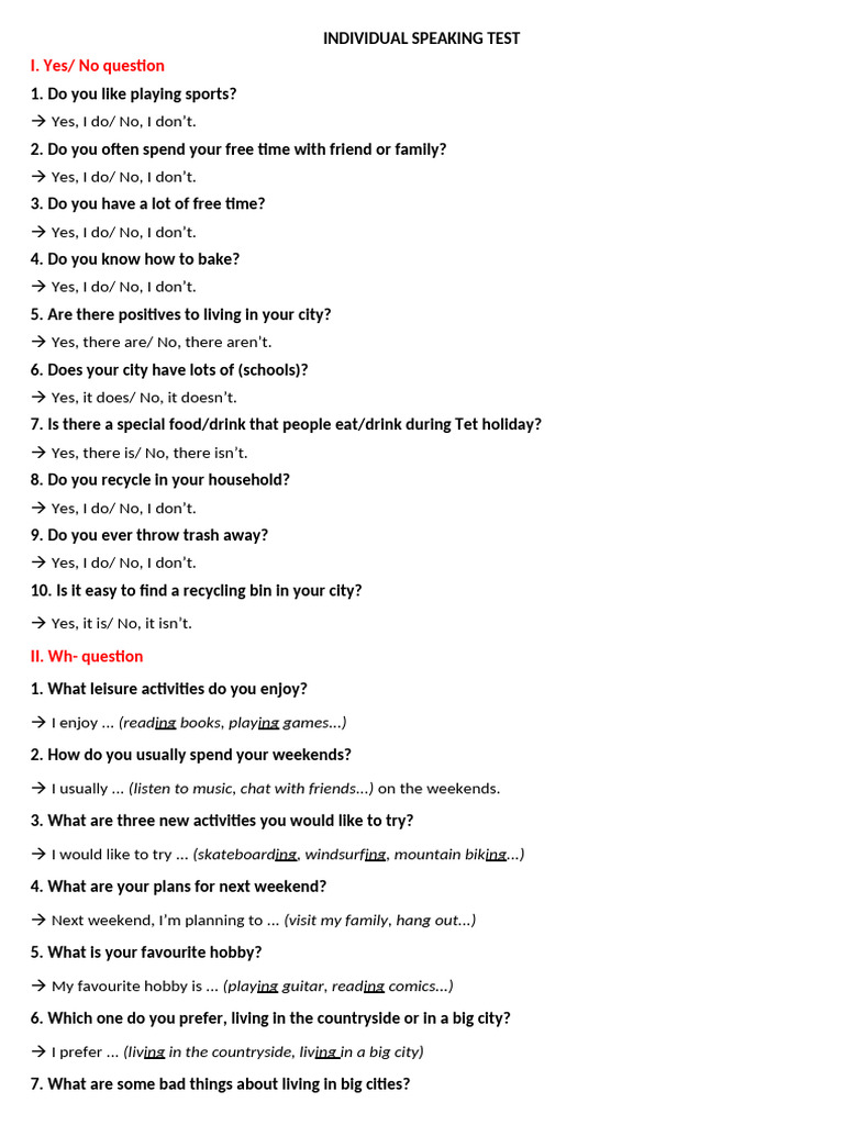 Individual Speaking Test Overview | PDF | Pollution | Environment