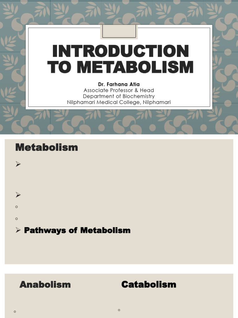 Introduction to Metabolism Overview | PDF | Electron Transport Chain ...