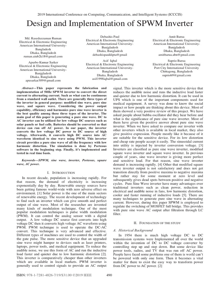 SPWM Inverter Design and Implementation | PDF | Power Inverter ...