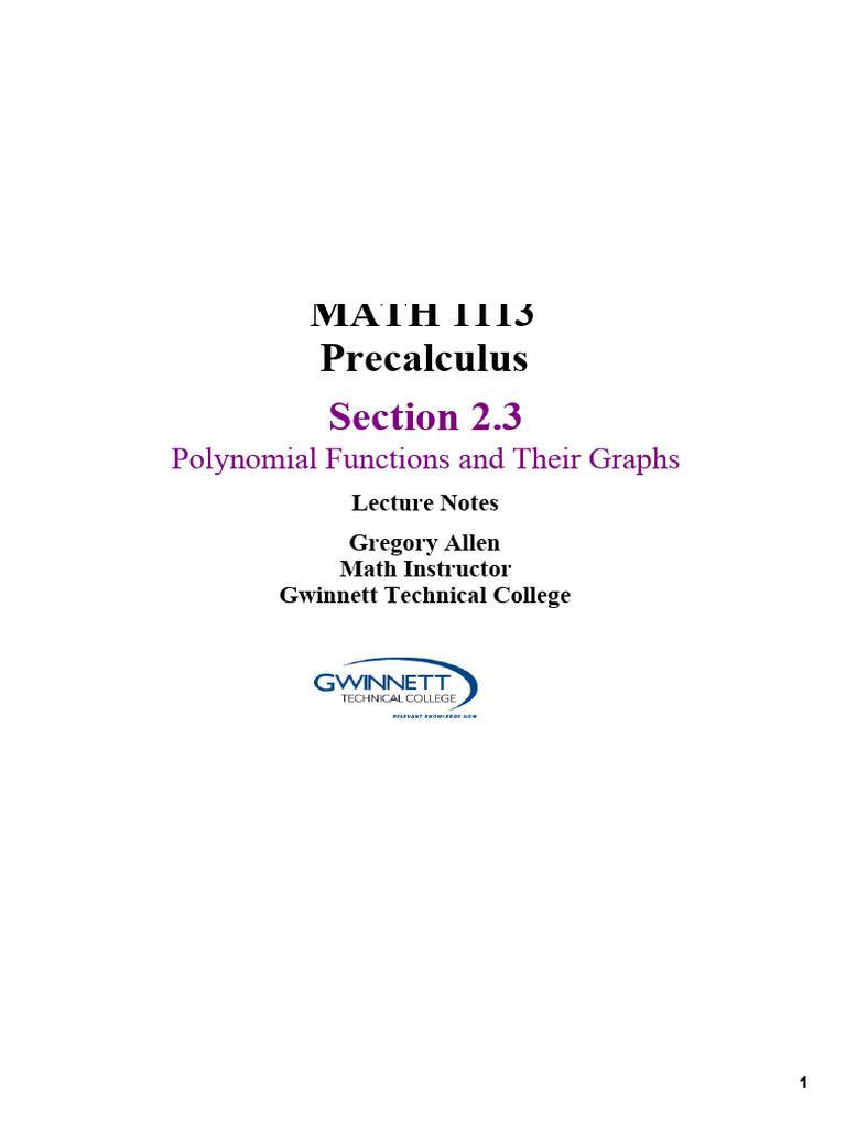 Polynomial Functions and Graphs Guide | PDF | Polynomial | Factorization