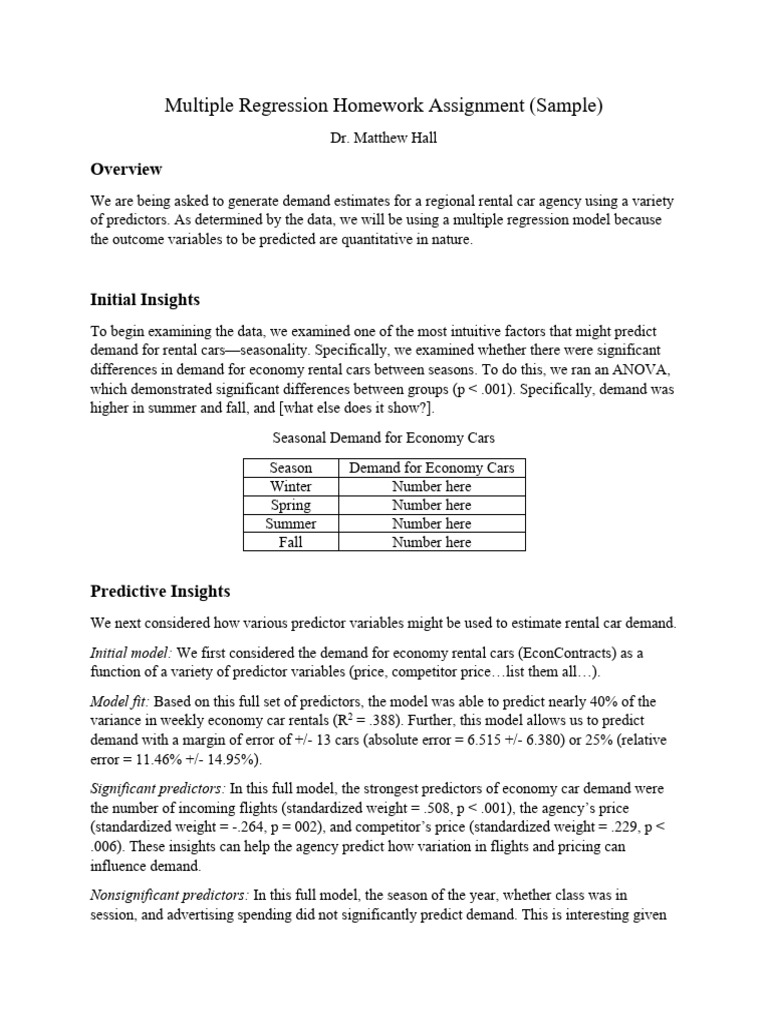 Assignment Report Sample | PDF | Dependent And Independent Variables ...