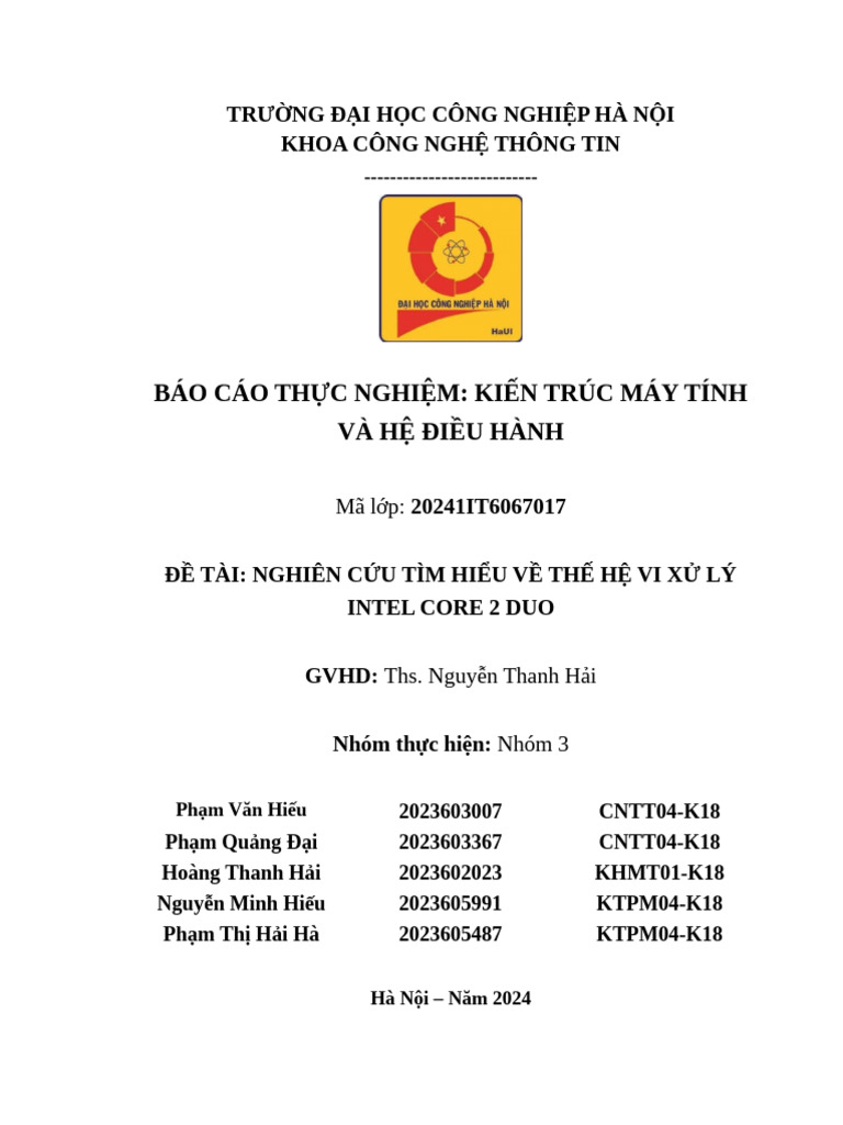 KTMT (IntelCore2Duo) - NHOM3 | PDF