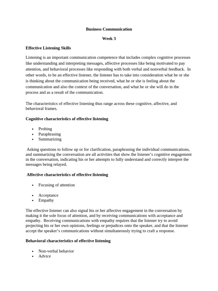 Effective Listening for Students | PDF | Communication | Nonverbal ...