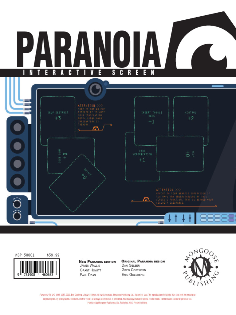 Paranoia Interactive Screen Guide | PDF