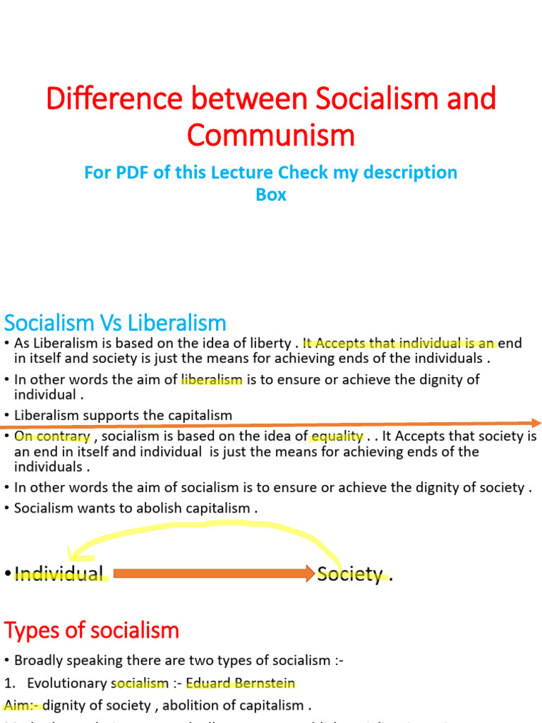 Difference Between Socialism and Communism PDF Socialism Communism