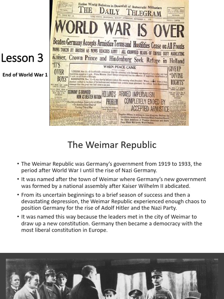Lesson 3 - End of World War 1 | PDF | Weimar Republic | World War I ...