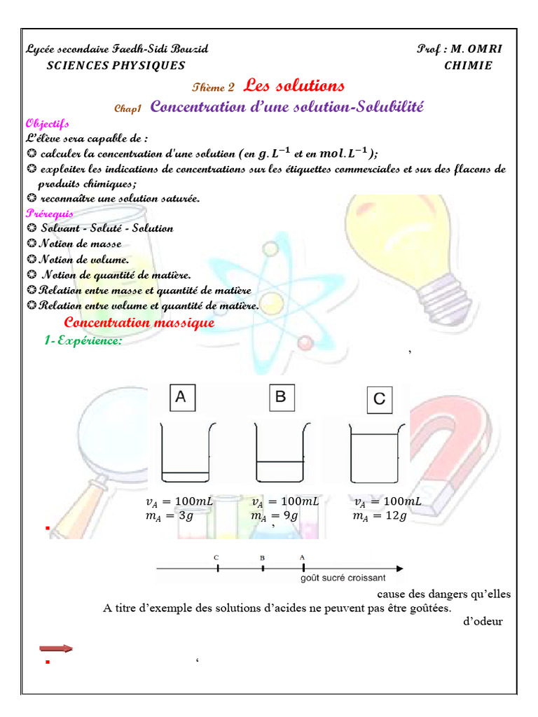 Calcul de la solubilité en chimie | PDF | Concentration molaire ...