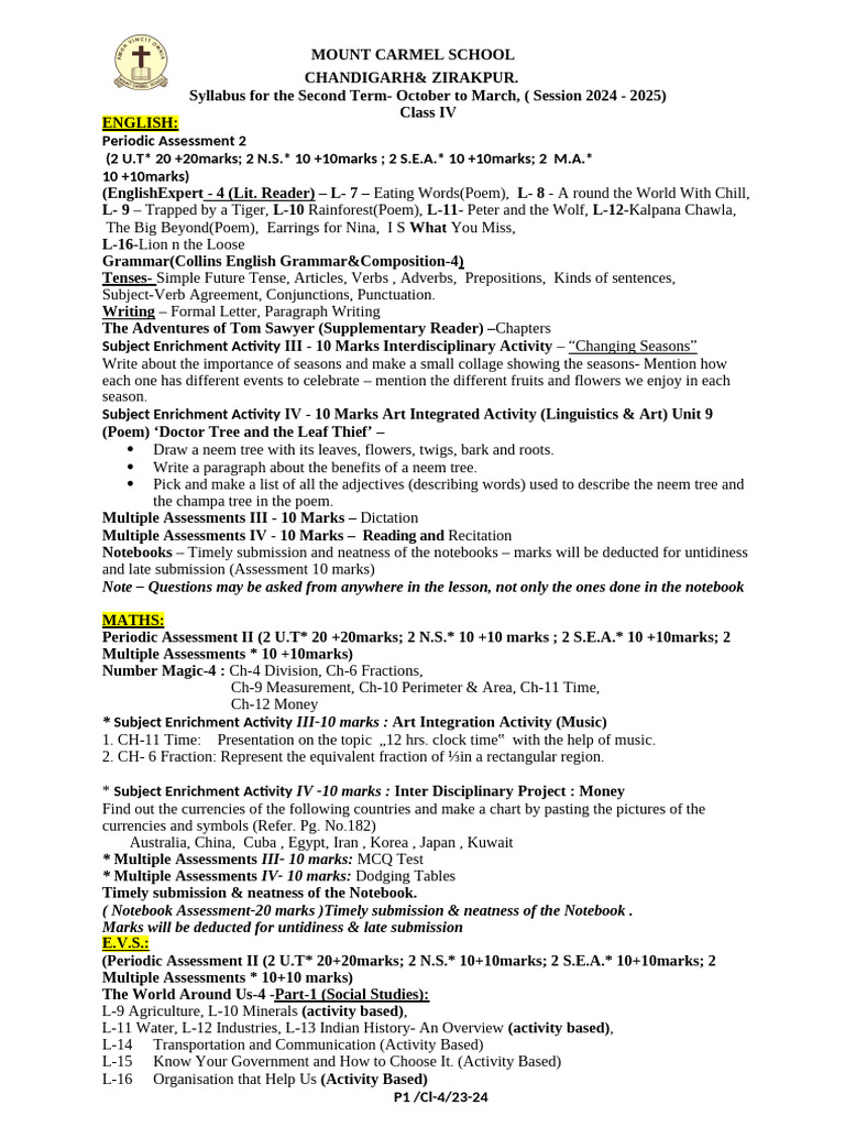 Class IV Spirit School Book List 2025 | PDF | English Grammar | Linguistics