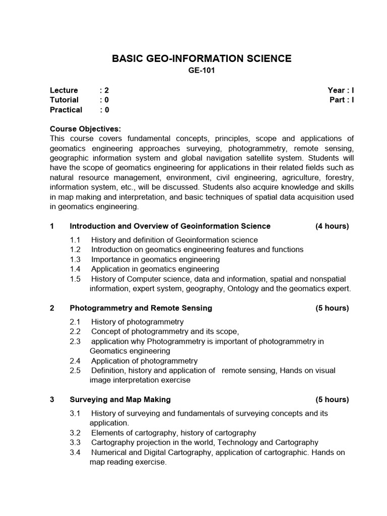 Basics of Geoinformatics Science | PDF | Geomatics | Cartography