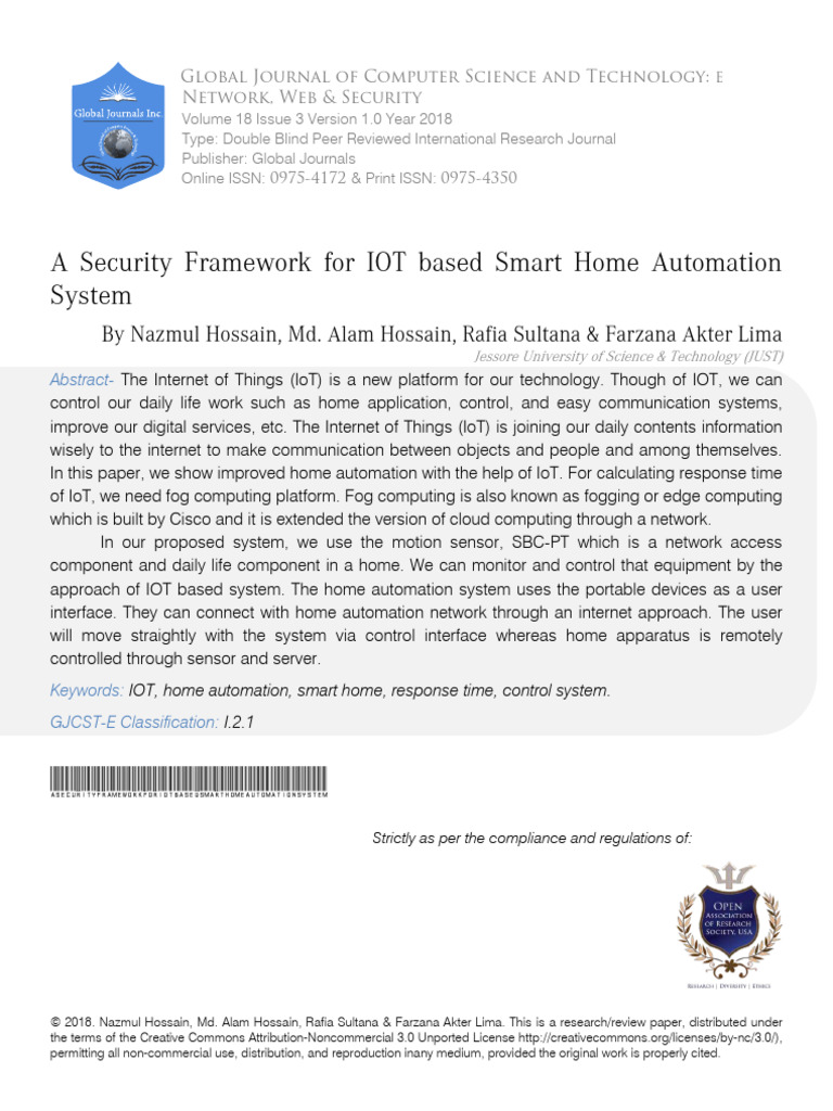 A Security Framework For IOT Based Smart | PDF | Internet Of Things ...
