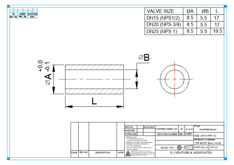 DN15 Stopper Bush Technical Drawing | PDF | Industrial Processes ...