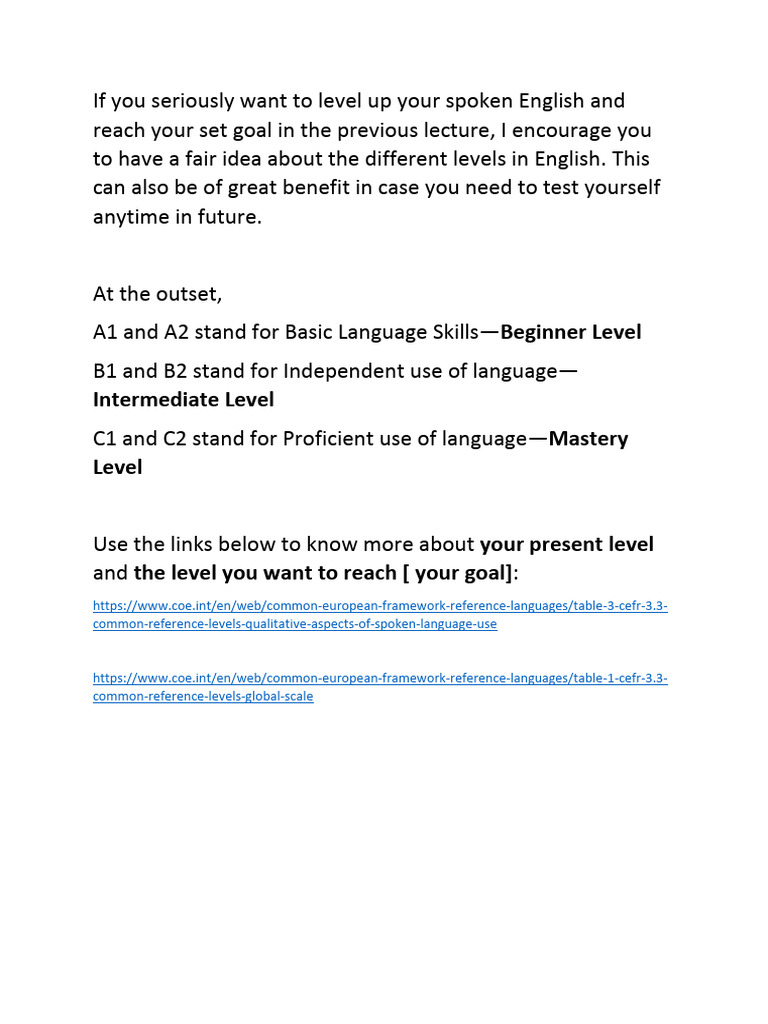 Levels in English and CEFR | PDF