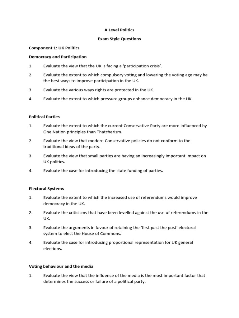 Revision Guidance A Level - Politics.196004839 | PDF | American ...