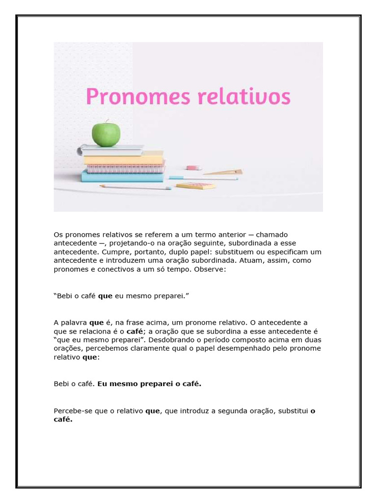 Pronomes Relativos na Língua Portuguesa | PDF | Pronome