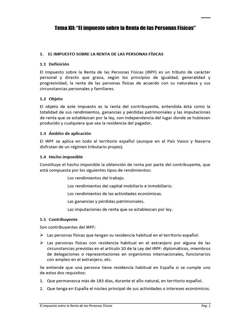 Impuesto sobre la Renta de las Personas Físicas | PDF | Impuestos ...