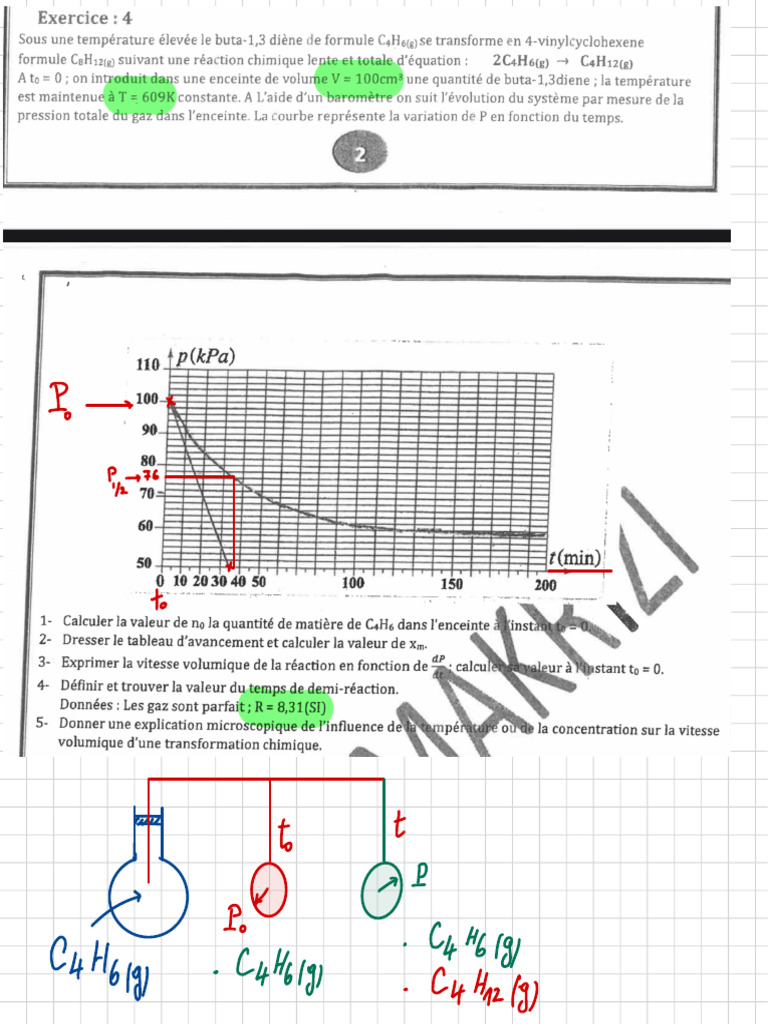 Calculs de vitesse et pression en chimie | PDF
