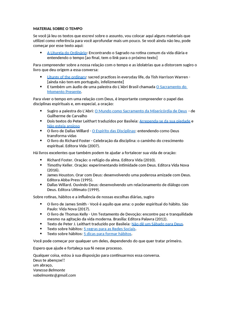 Materiais para Refletir sobre o Tempo | PDF | Oração | Deus