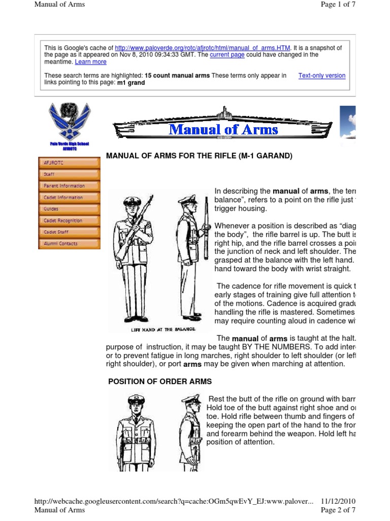 Manual of Arms With m1 Hand Firearms