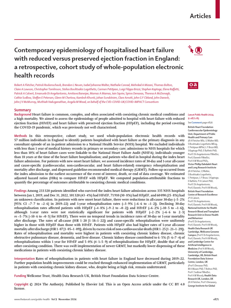 Contemporary Epidemiology of Hospitalised Heart Fa | PDF | Heart ...