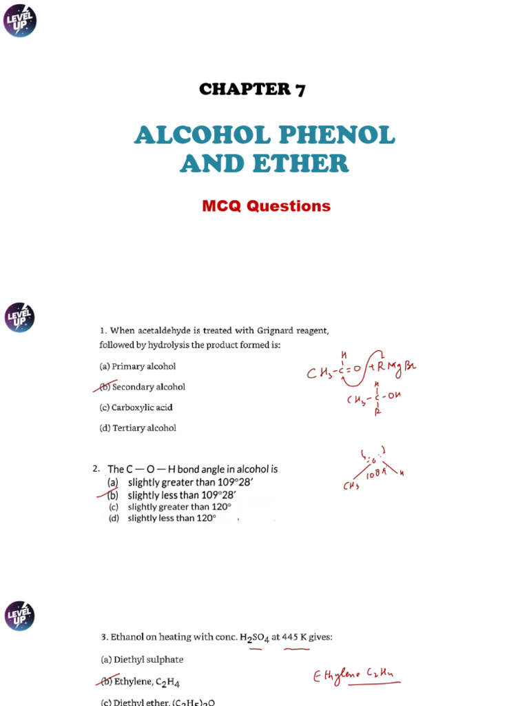 Alcohol, Phenol and Ether MCQ - 241030 - 183246 | PDF