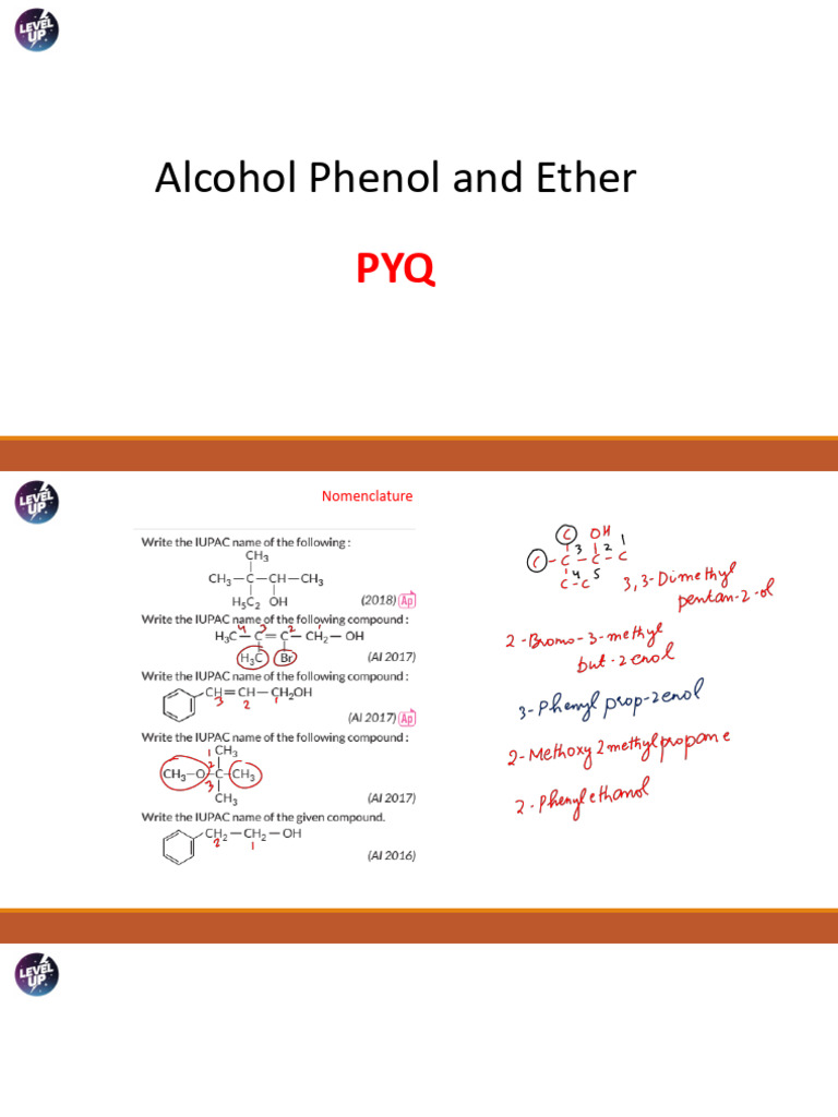 Alcohol Phenol and Ether PYQ - 241030 - 183220 | PDF