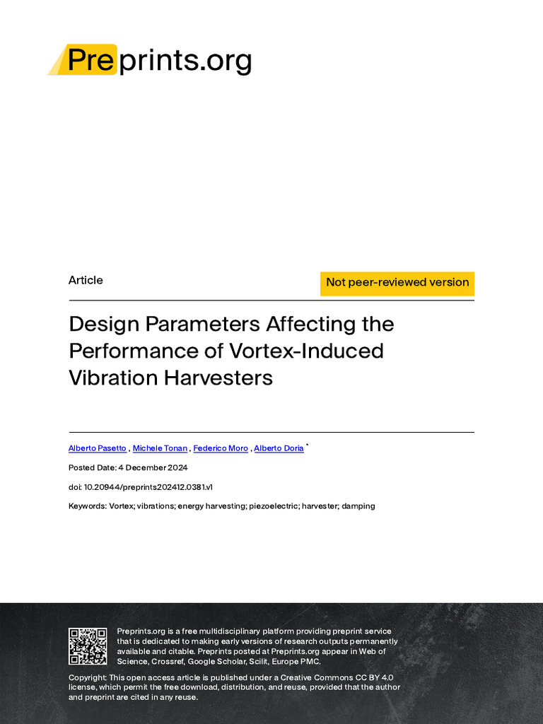Design Parameters Affecting The Performance of Vortex-Induced Vibration ...
