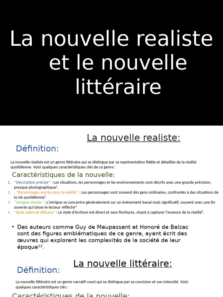 Définition et caractéristiques de la nouvelle réaliste | PDF