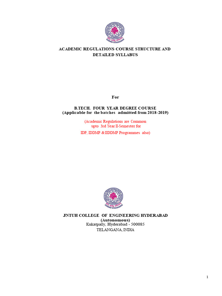 B.Tech Course Structure & Regulations | PDF | Academic Term ...