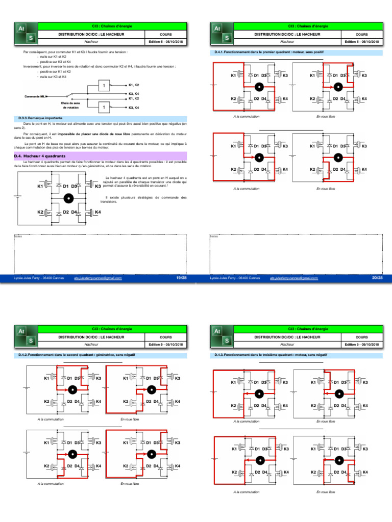 Fonctionnement du hacheur 4 quadrants PDF Tension électrique — free download
