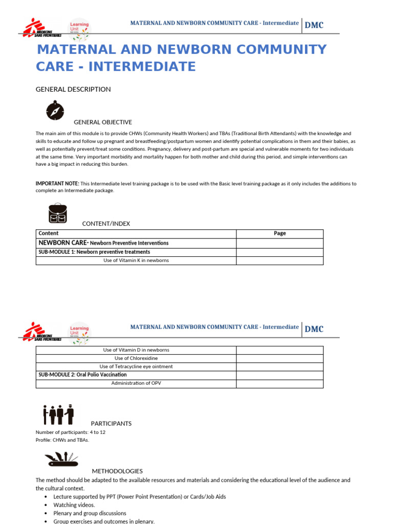 Maternal & Newborn Care Training Guide | PDF | Maternal Health | Infants