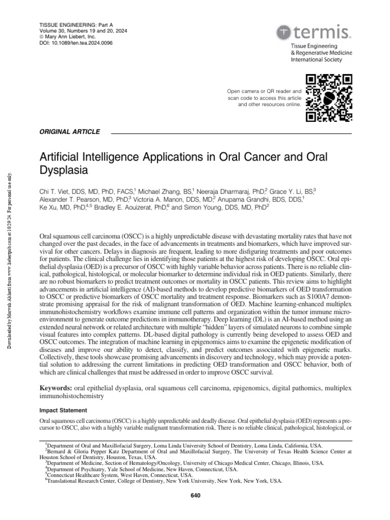 AI Advances in Oral Cancer Prediction | PDF | Biomarker | Cancer
