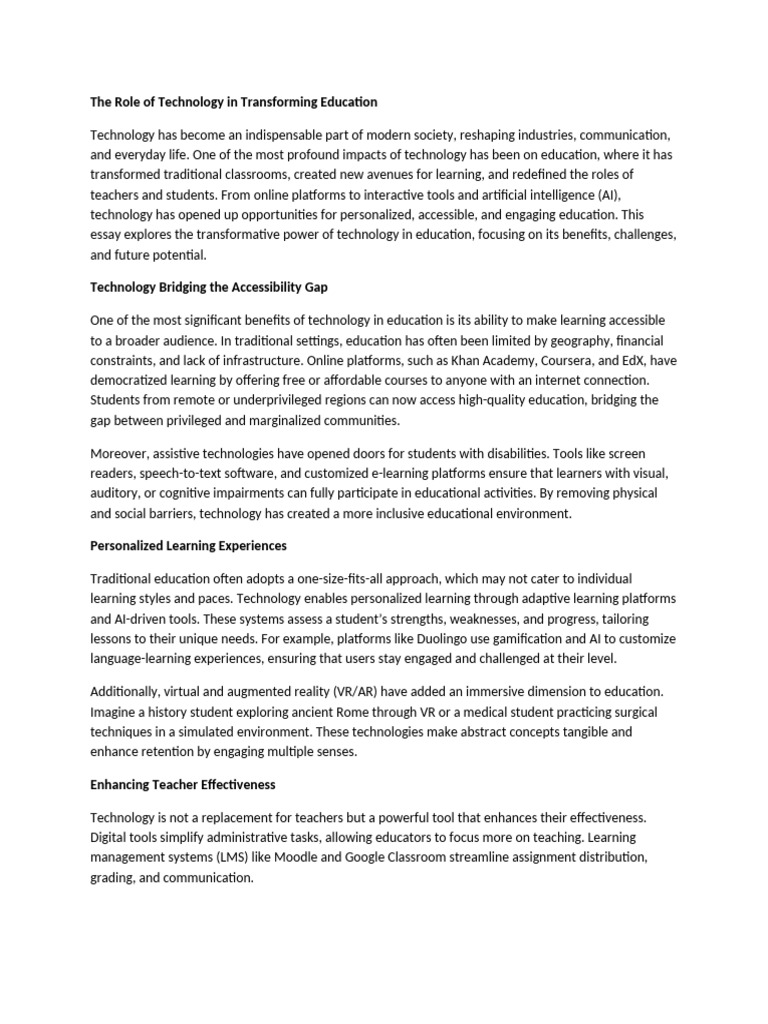 Transforming Education Through Technology | PDF | Educational ...