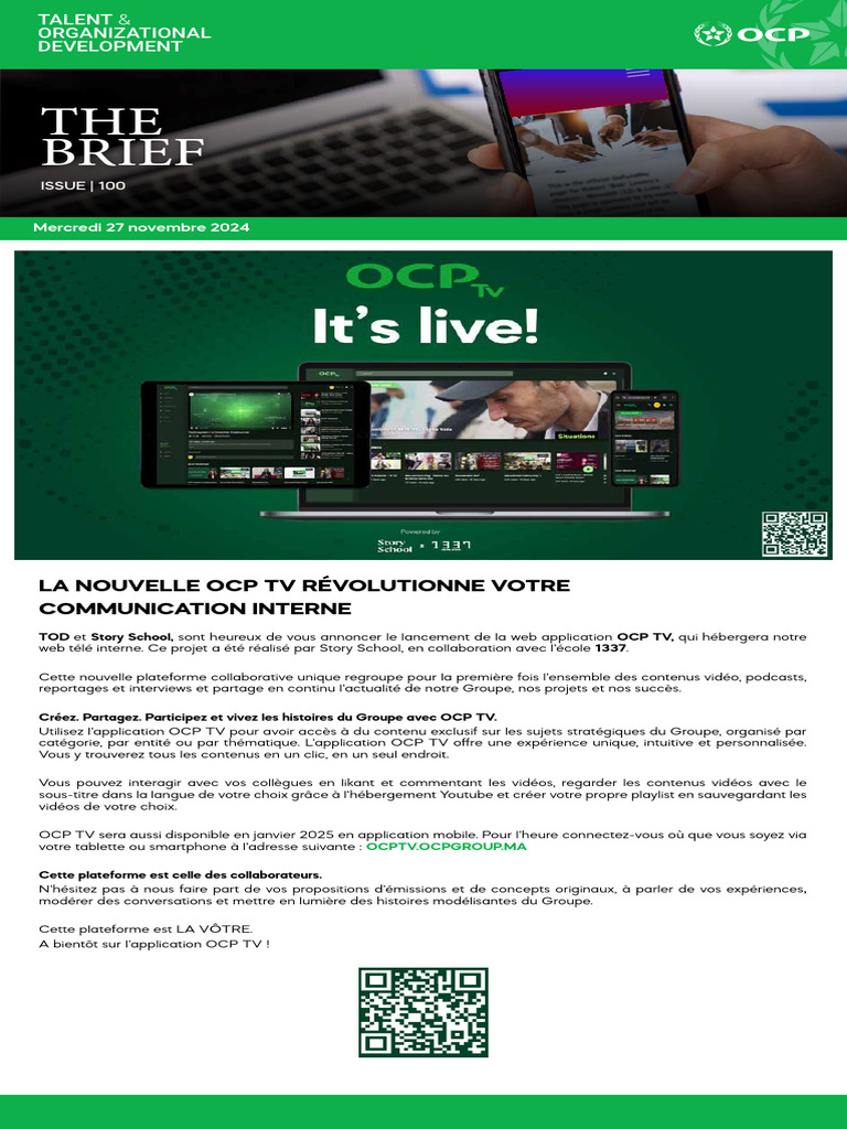 OCP TV : Révolution de la communication interne | PDF