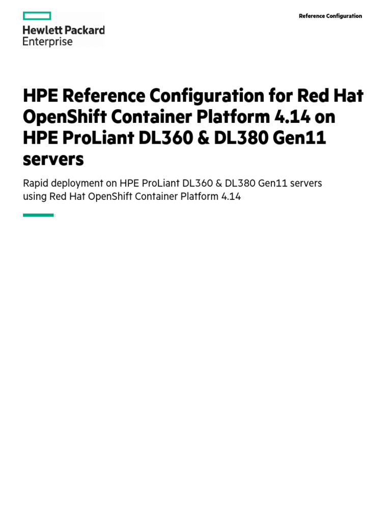 HPE Reference Configuration For Red Hat OpenShift Container Platform 4. ...