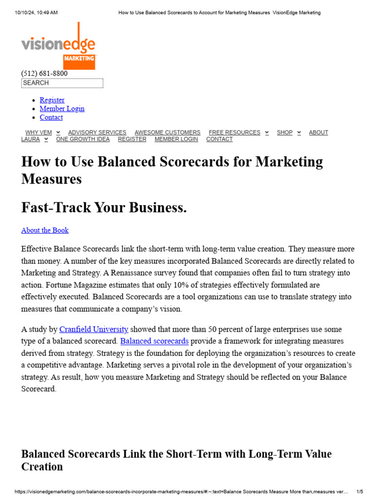 How To Use Balanced Scorecards To Account For Marketing Measures | PDF ...