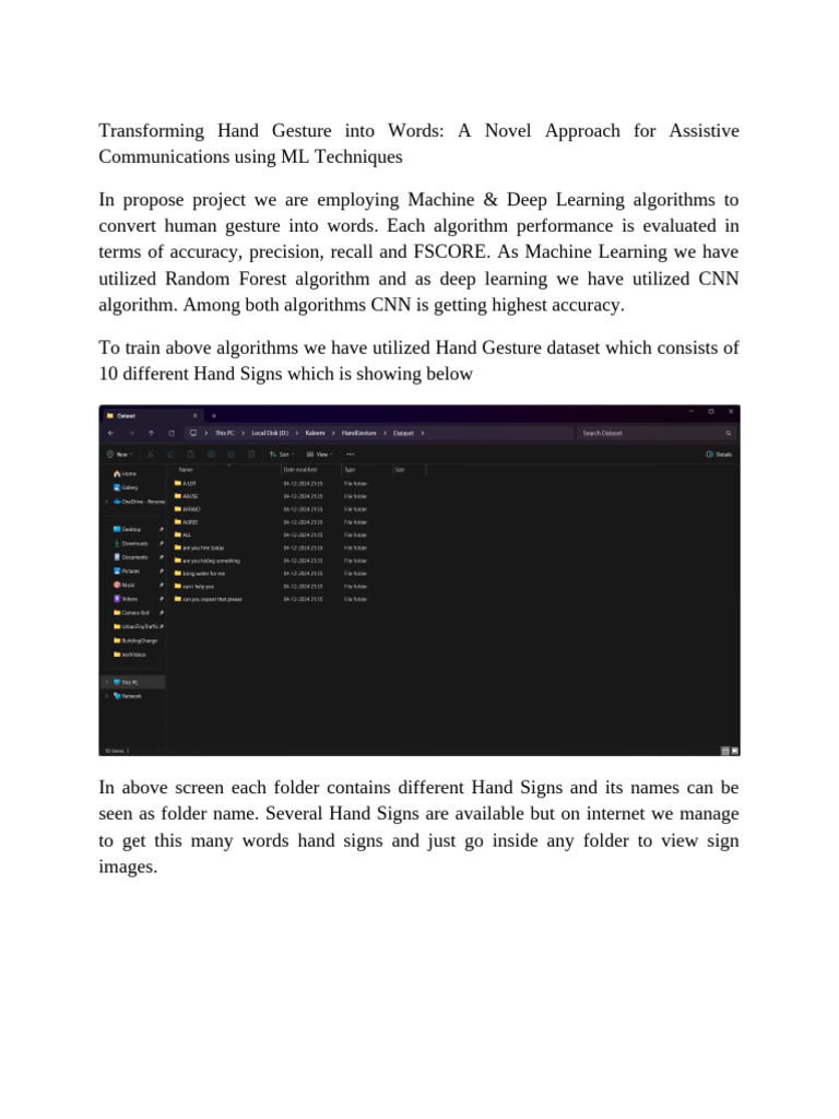 Gesture Recognition to Text Using ML | PDF | Machine Learning | Deep ...