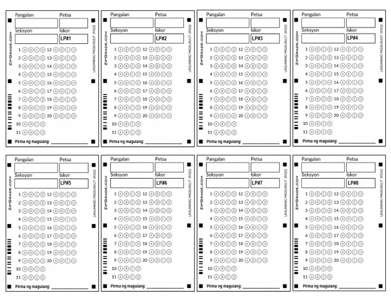 Answer Sheet Short | PDF