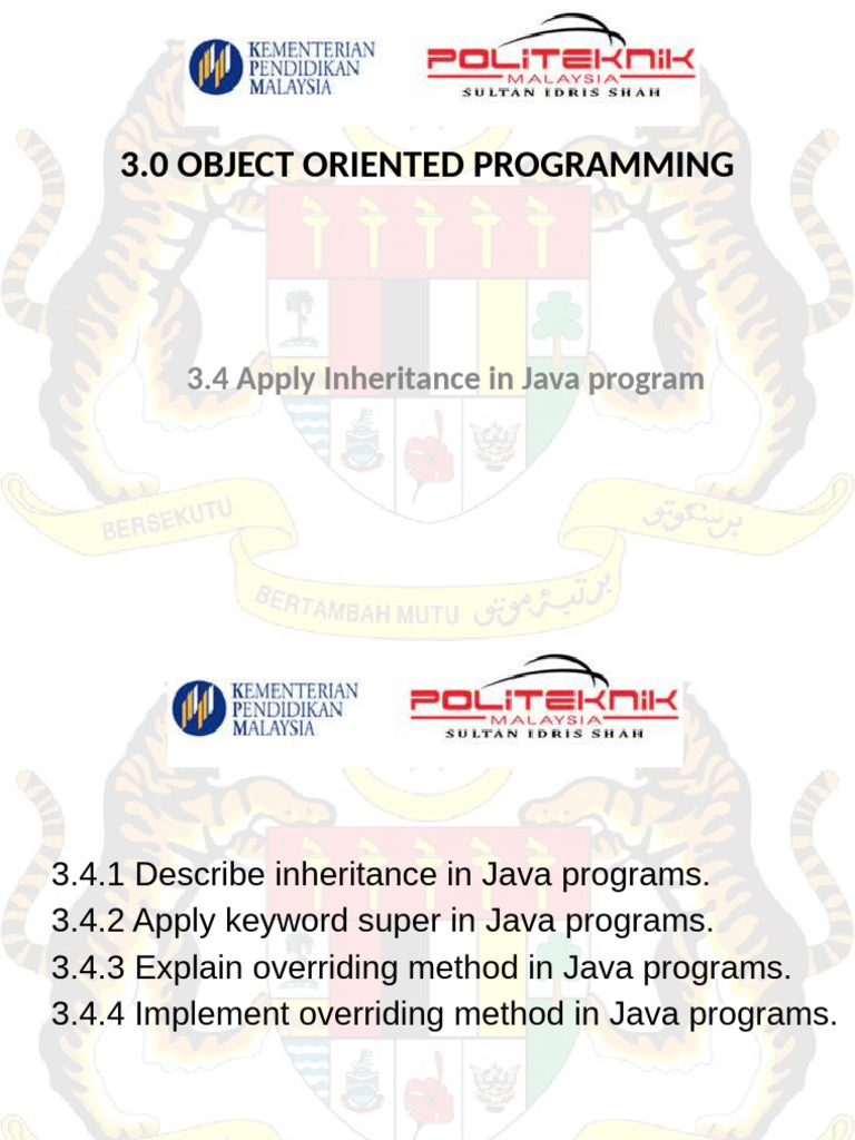 Slaid FP301 OOP 3.4 Apply Inheritance in Java Program UPLOAD | PDF ...