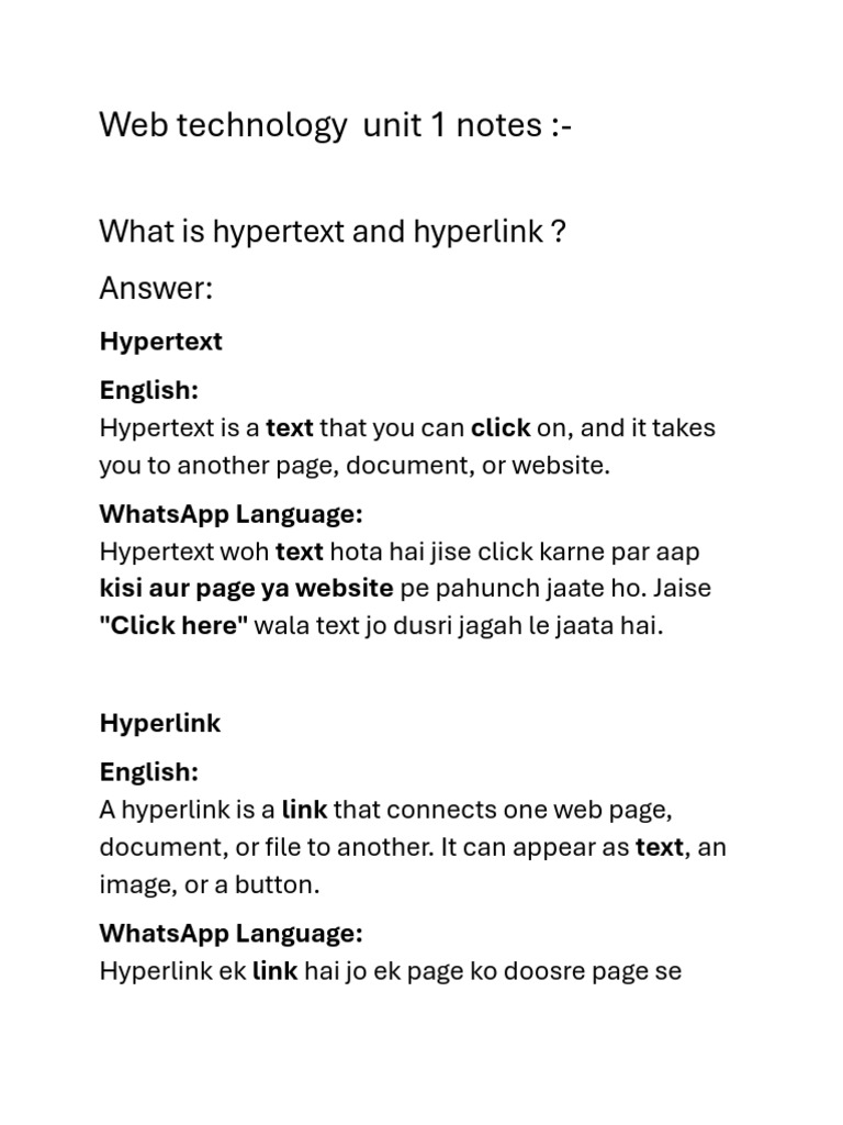 Web Technology Unit 1 Notes | PDF | World Wide Web | Internet & Web