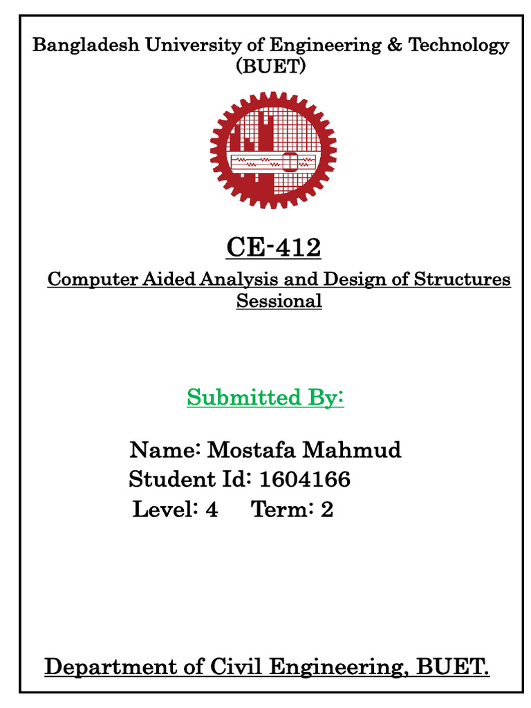 BUET CE-412 Structural Analysis Assignments | PDF | Mechanical ...
